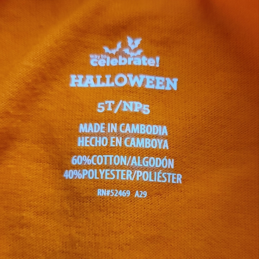 Halloween Long Sleeve shirt The Boo Crew Size 5T orange black sleeved bats ghost - Picture 2 of 3